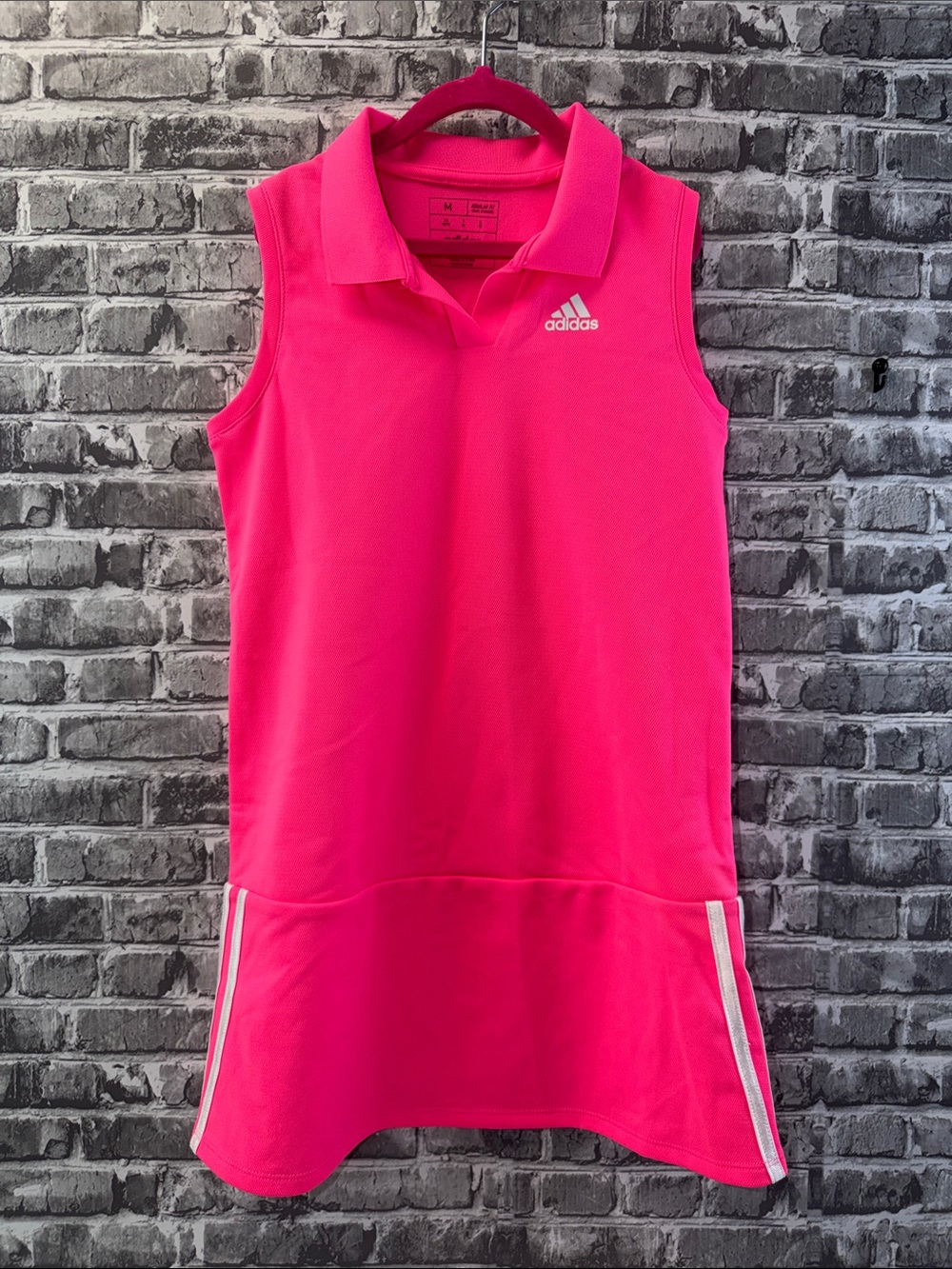 adidas Girls Bright Pink Sleeveless Polo Tennis Dress